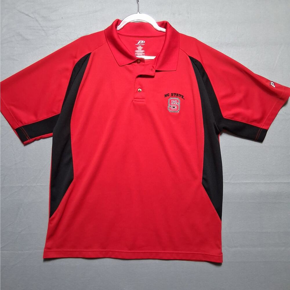 Pro Player NC State Logo Polo Shirt Men's Size Large Short Sleeve Red Black